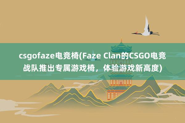 csgofaze电竞椅(Faze Clan的CSGO电竞战队推出专属游戏椅，体验游戏新高度)