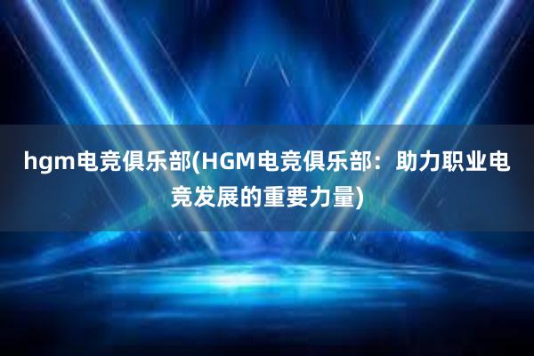 hgm电竞俱乐部(HGM电竞俱乐部：助力职业电竞发展的重要力量)