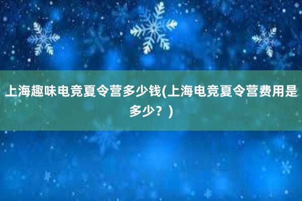 上海趣味电竞夏令营多少钱(上海电竞夏令营费用是多少？)