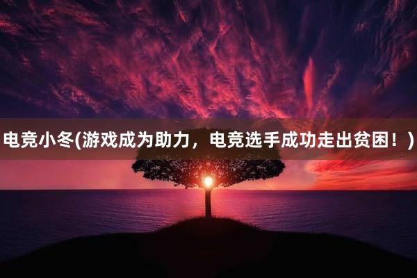 电竞小冬(游戏成为助力，电竞选手成功走出贫困！)