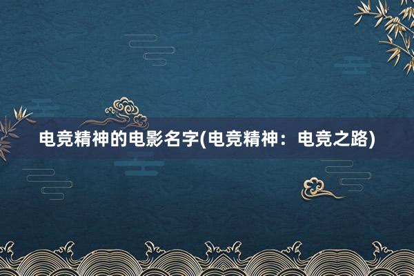 电竞精神的电影名字(电竞精神：电竞之路)