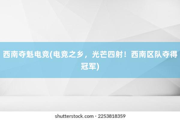 西南夺魁电竞(电竞之乡，光芒四射！西南区队夺得冠军)