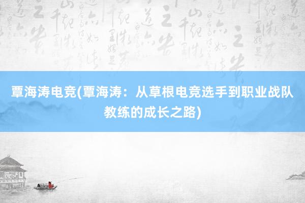 覃海涛电竞(覃海涛：从草根电竞选手到职业战队教练的成长之路)