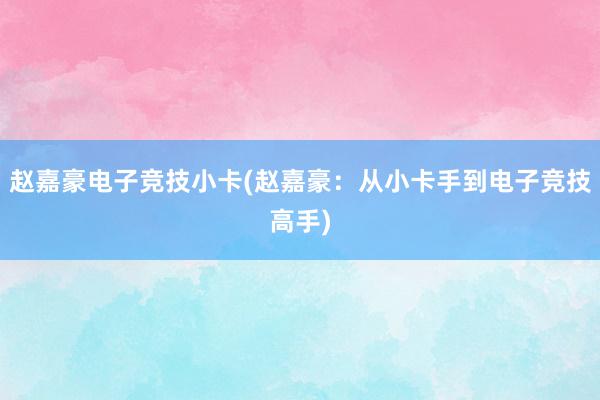 赵嘉豪电子竞技小卡(赵嘉豪：从小卡手到电子竞技高手)