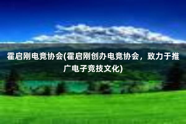 霍启刚电竞协会(霍启刚创办电竞协会，致力于推广电子竞技文化)