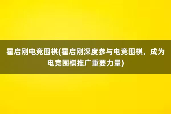 霍启刚电竞围棋(霍启刚深度参与电竞围棋，成为电竞围棋推广重要力量)