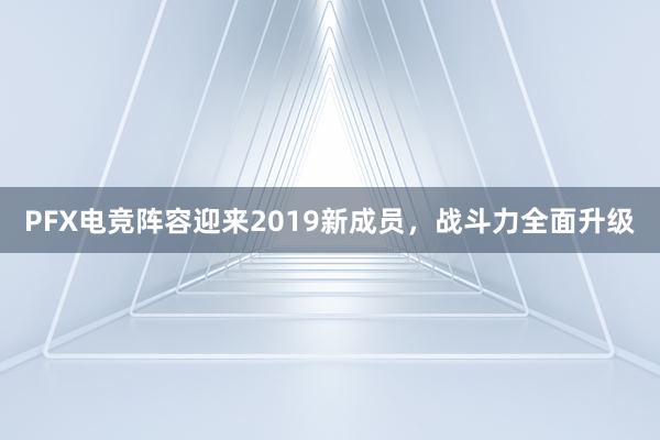 PFX电竞阵容迎来2019新成员，战斗力全面升级