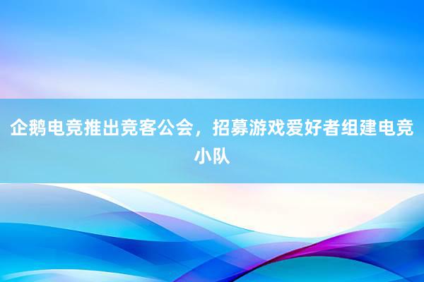 企鹅电竞推出竞客公会，招募游戏爱好者组建电竞小队