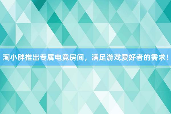 淘小胖推出专属电竞房间，满足游戏爱好者的需求！