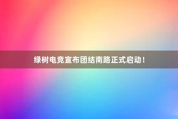 绿树电竞宣布团结南路正式启动！