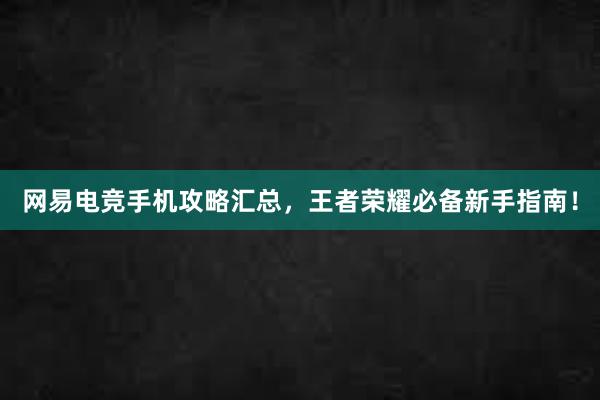 网易电竞手机攻略汇总，王者荣耀必备新手指南！