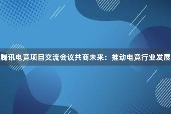 腾讯电竞项目交流会议共商未来：推动电竞行业发展